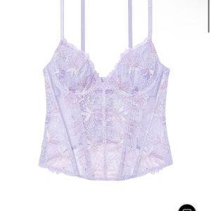 Victoria Secret Unlined Floral Embroidery Corset Top NWT
